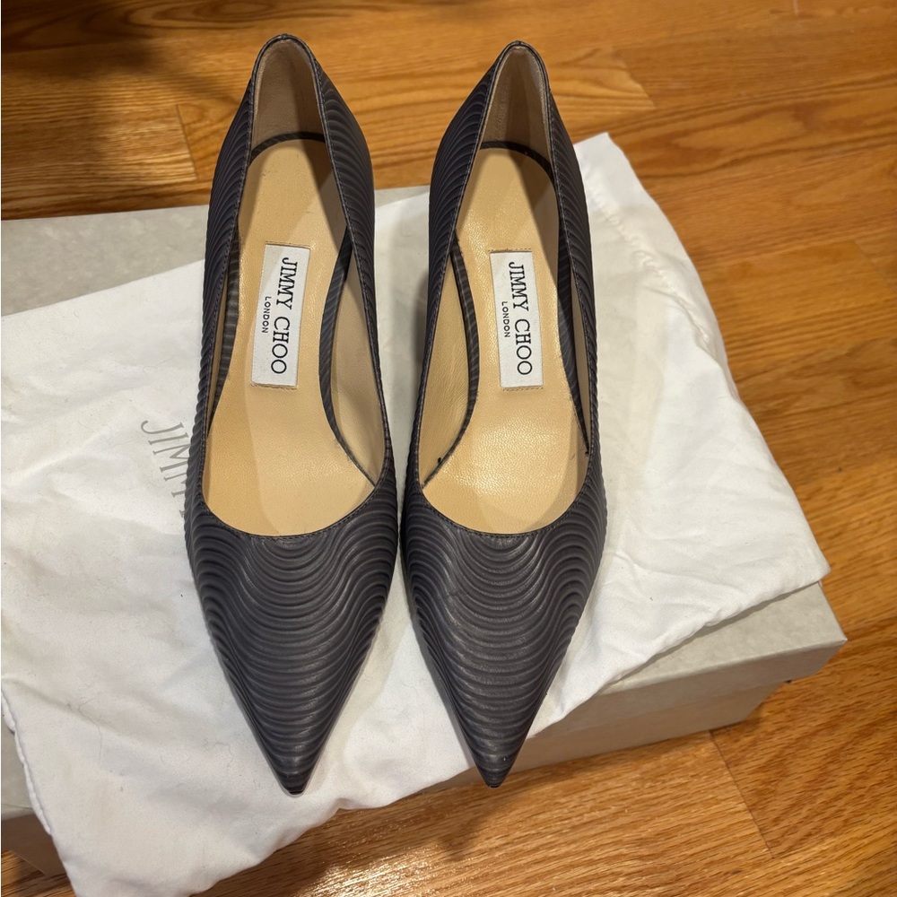 Jimmy Choo Textured Black Heels - Picture 2 of 4